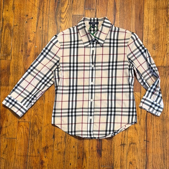 BURBERRY London Women's Archive Nova Check Plaid Fitted Button‎ Up Shirt Size 4 - Picture 1 of 14